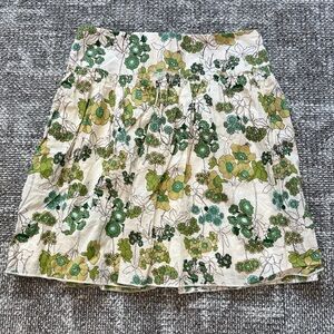 Full Tilt VintageY2K Floral A-Line Skirt with Green and Cream Tones
